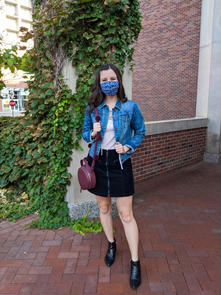 black-corduroy-skirt-jean-jacket-blush-top