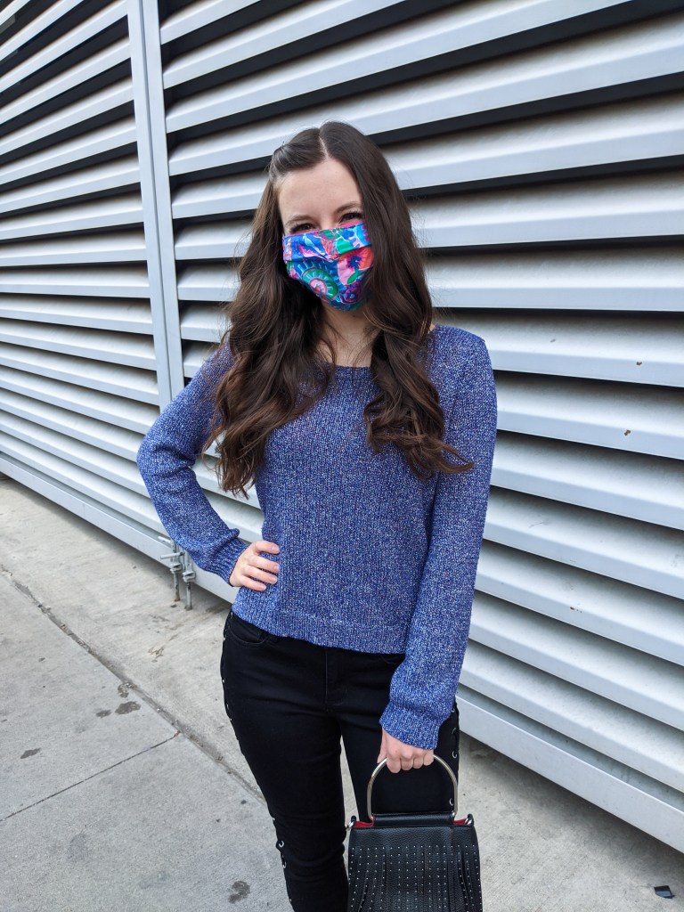 purple-sweater-colorful-facemask-fall-style