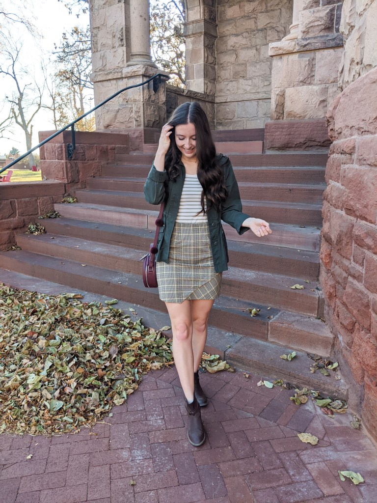 plaid-skirt-military-jacket-fall-fashion
