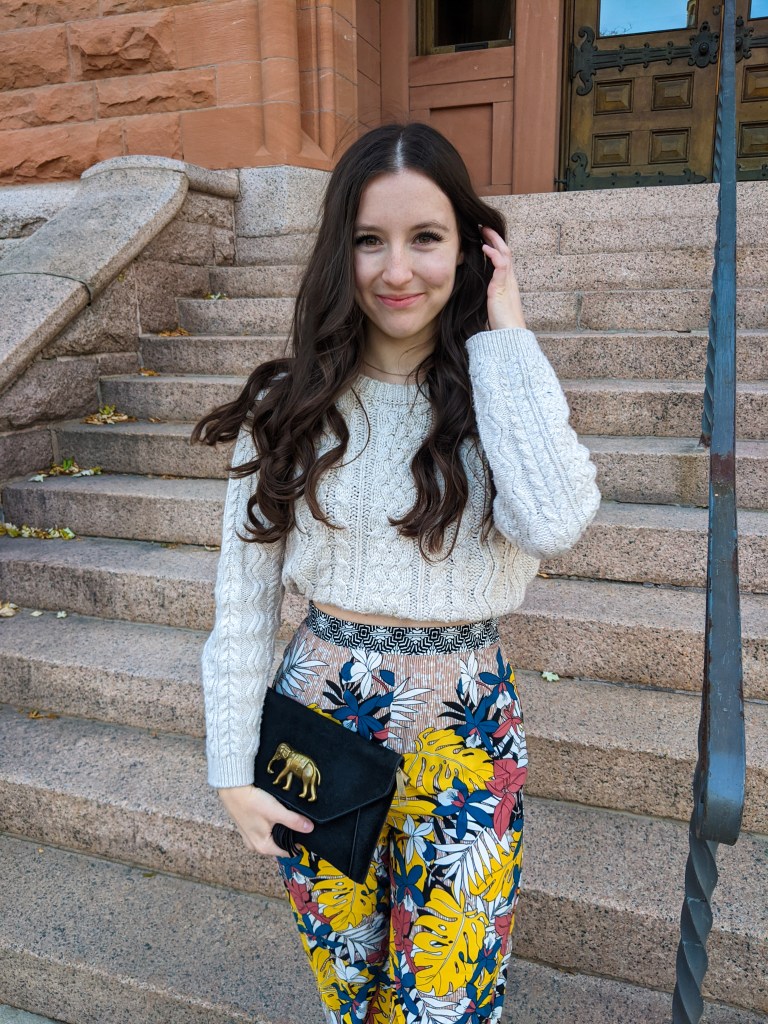 colorful-pants-cropped-sweater-francesca's-college-style-boho-fashion