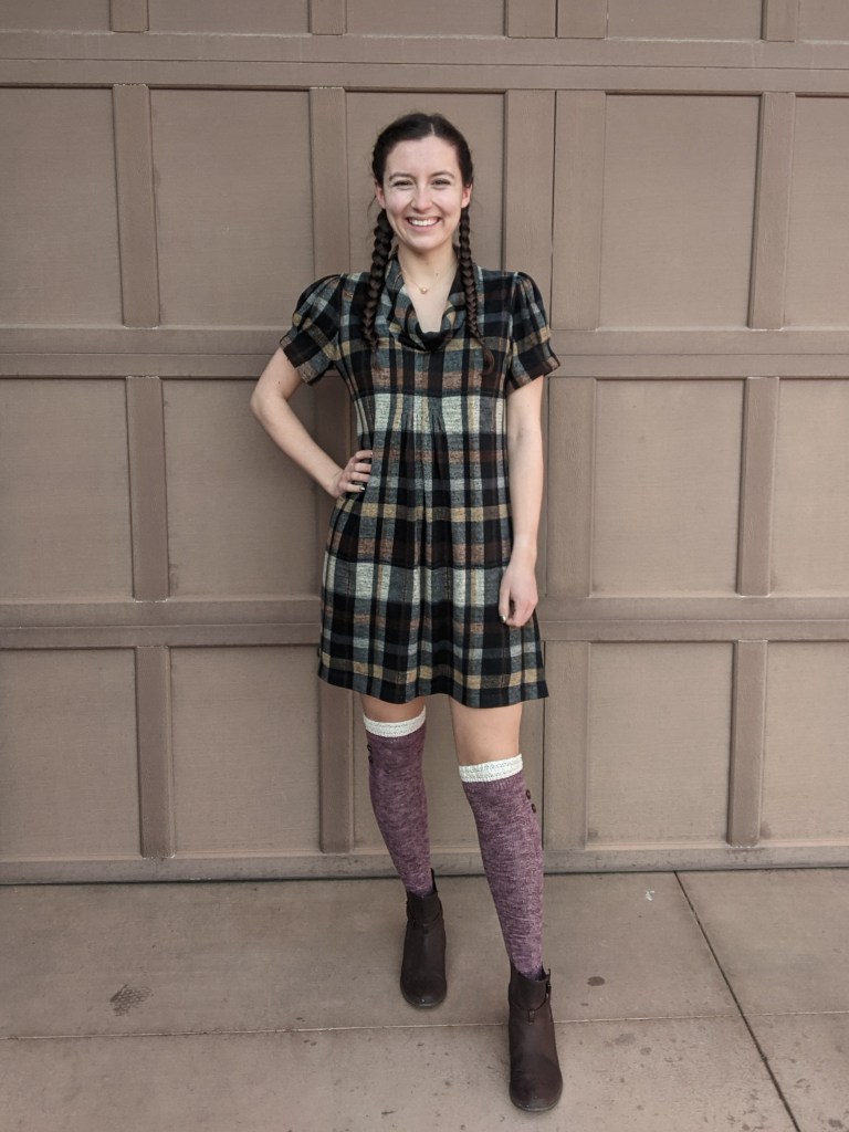 plaid-dress-knee-socks-brown-booties-thanksgiving-outfit