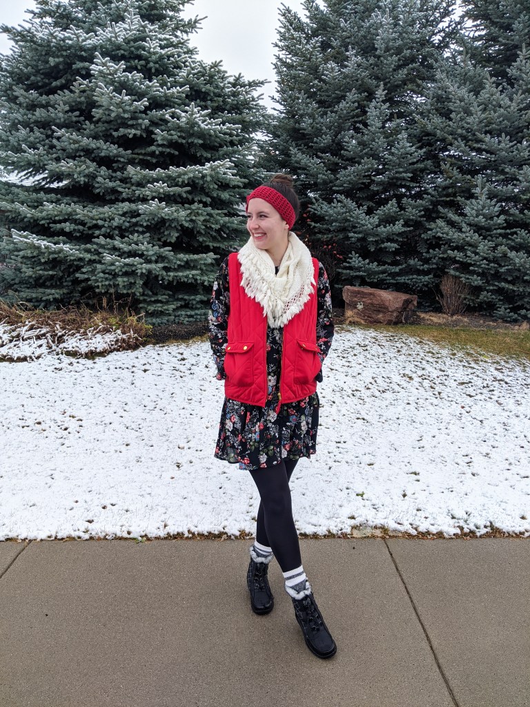 winter-fashion-layers-summer-dress-floral-red-vest
