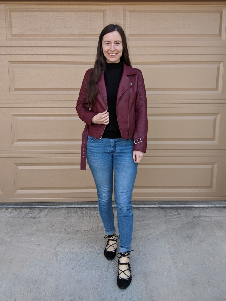 maroon-moto-jacket-bb-dakota-black-turtleneck-laceup-shoes