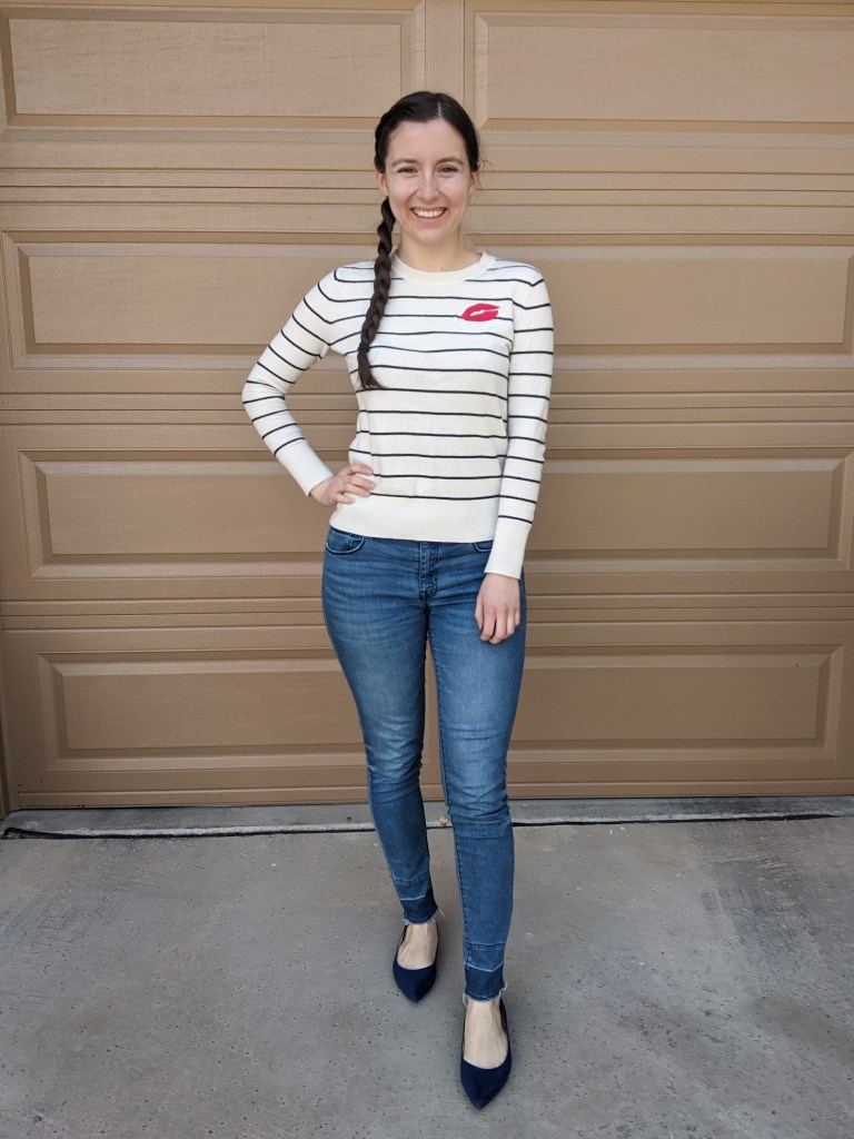 striped-lips-sweater-blue-suede-flats