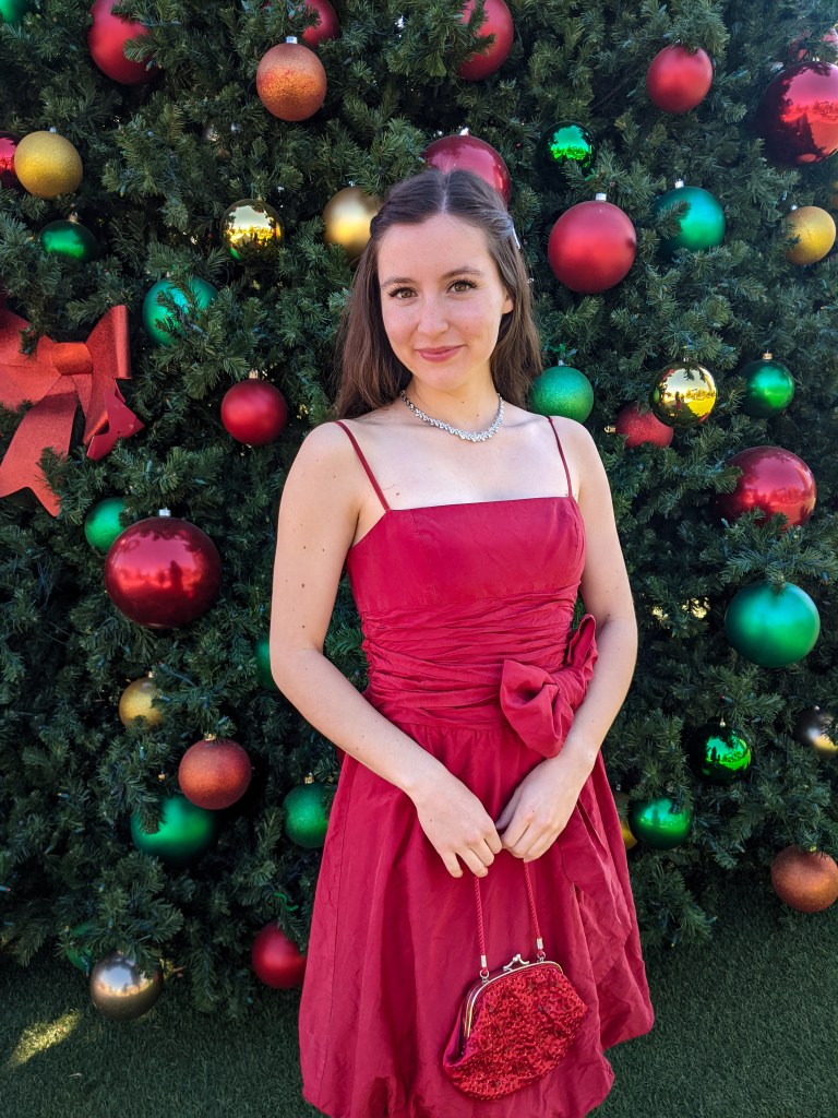 holiday-style-Christmas-dress-thrifted-crystal-necklace
