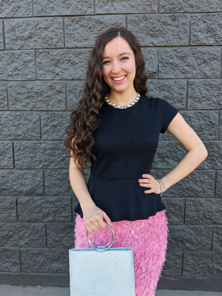 silver-ring-purse-crimped-hair-black-peplum