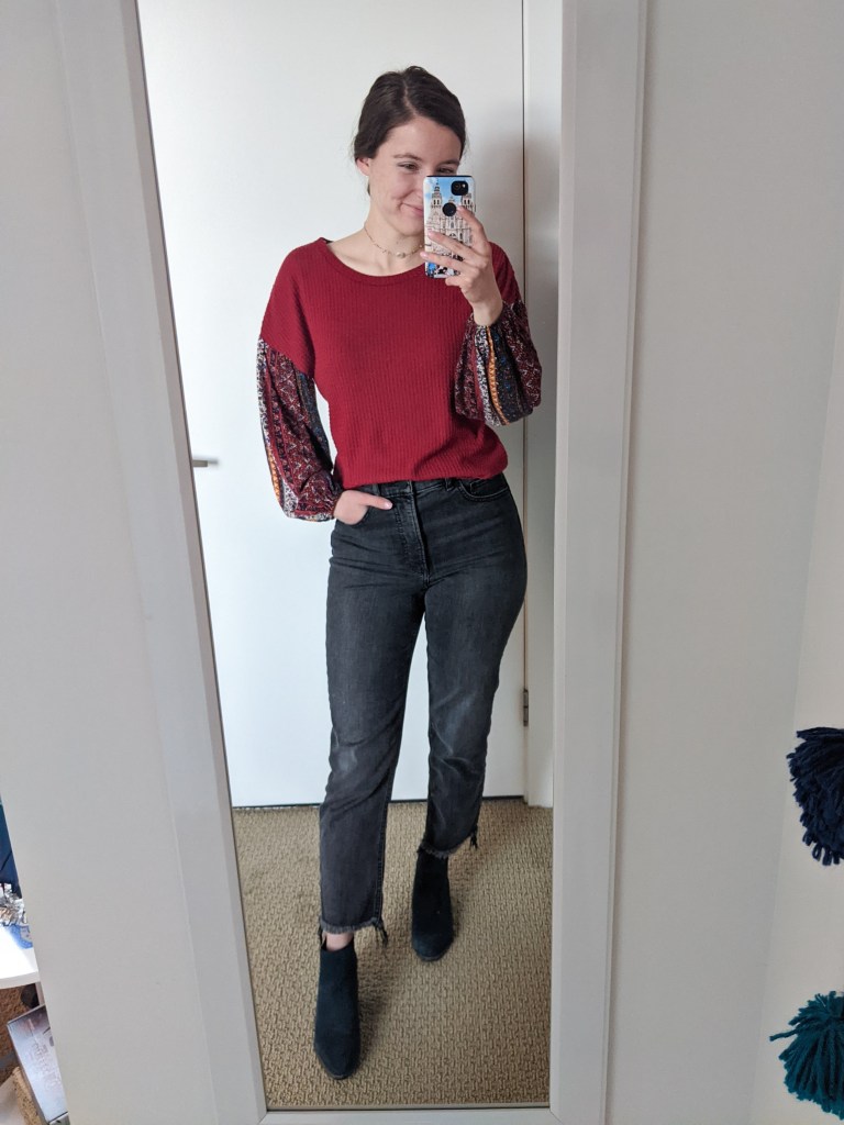 grey-high-waisted-mom-jeans-francescas-blue-booties