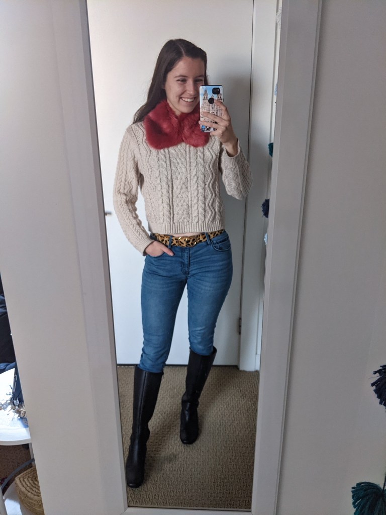 faux-fur-collar-beige-sweater-black-knee-boots