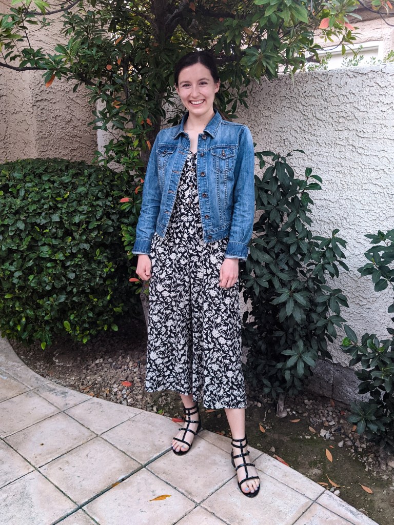 floral-jumpsuit-francescas-jean-jacket-black-sandals
