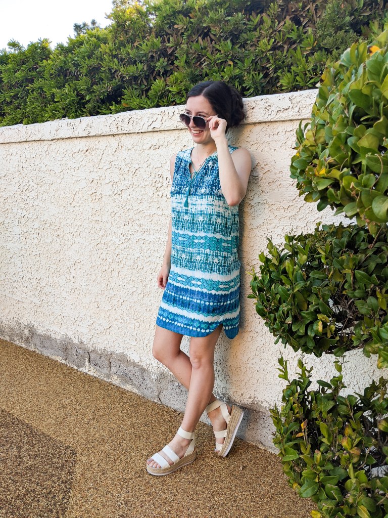 white-dolce-vita-espadrilles-platforms-blue-turquoise-dress-pool-outfit