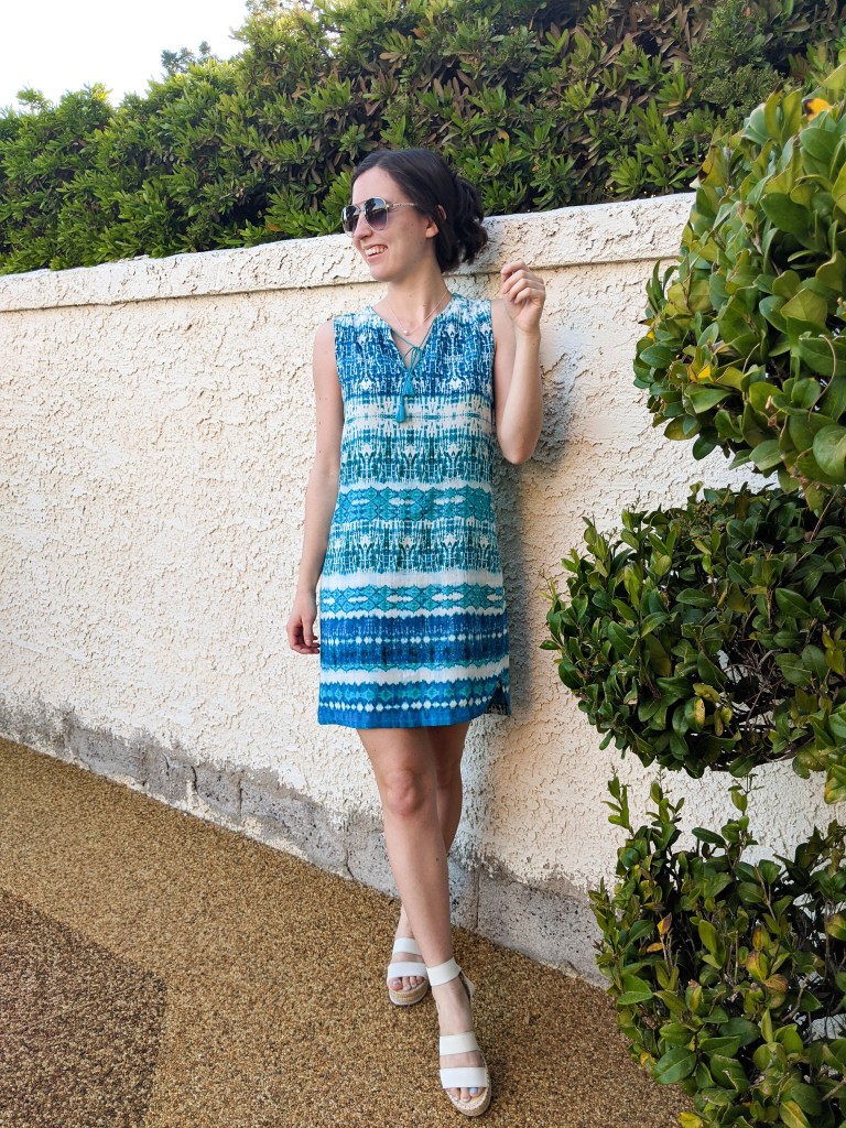 blue-patterned-dress-turquoise-beach-resort-wear