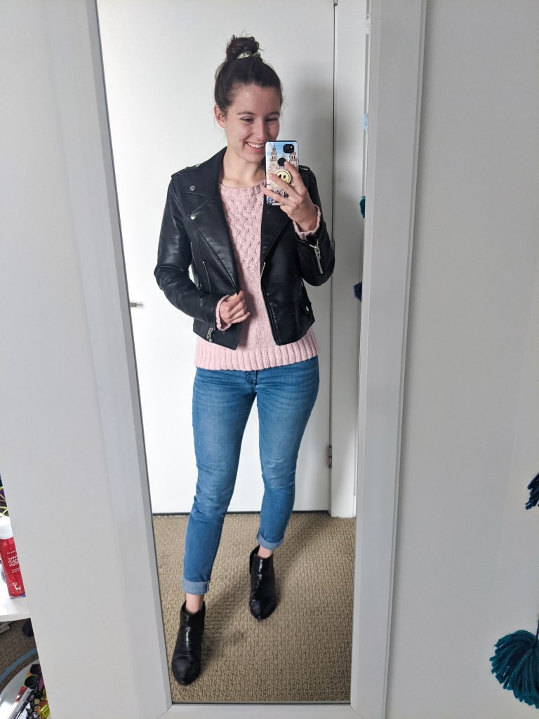 pink-sweater-leather-jacket-skinny-jeans