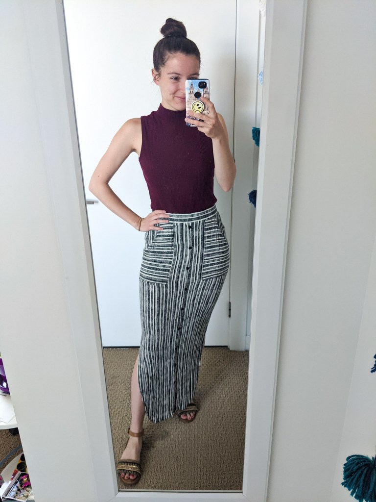 striped-maxi-skirt-mock-neck-top-boho-style