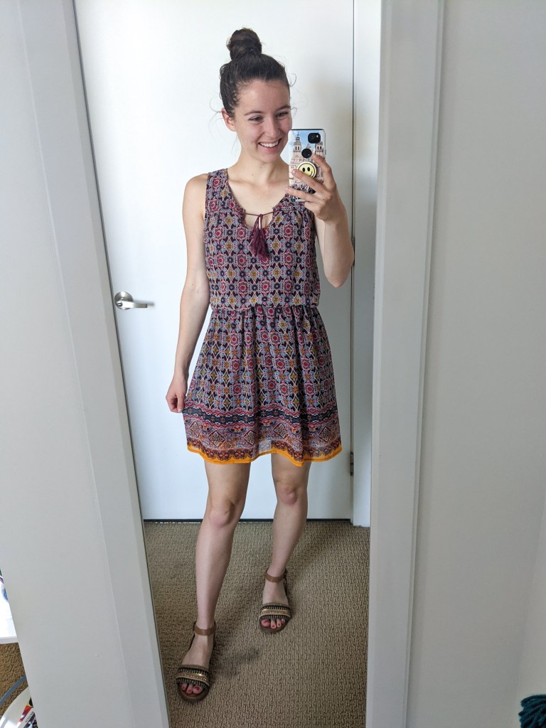 boho-print-dress-summer-style-brown-sandals