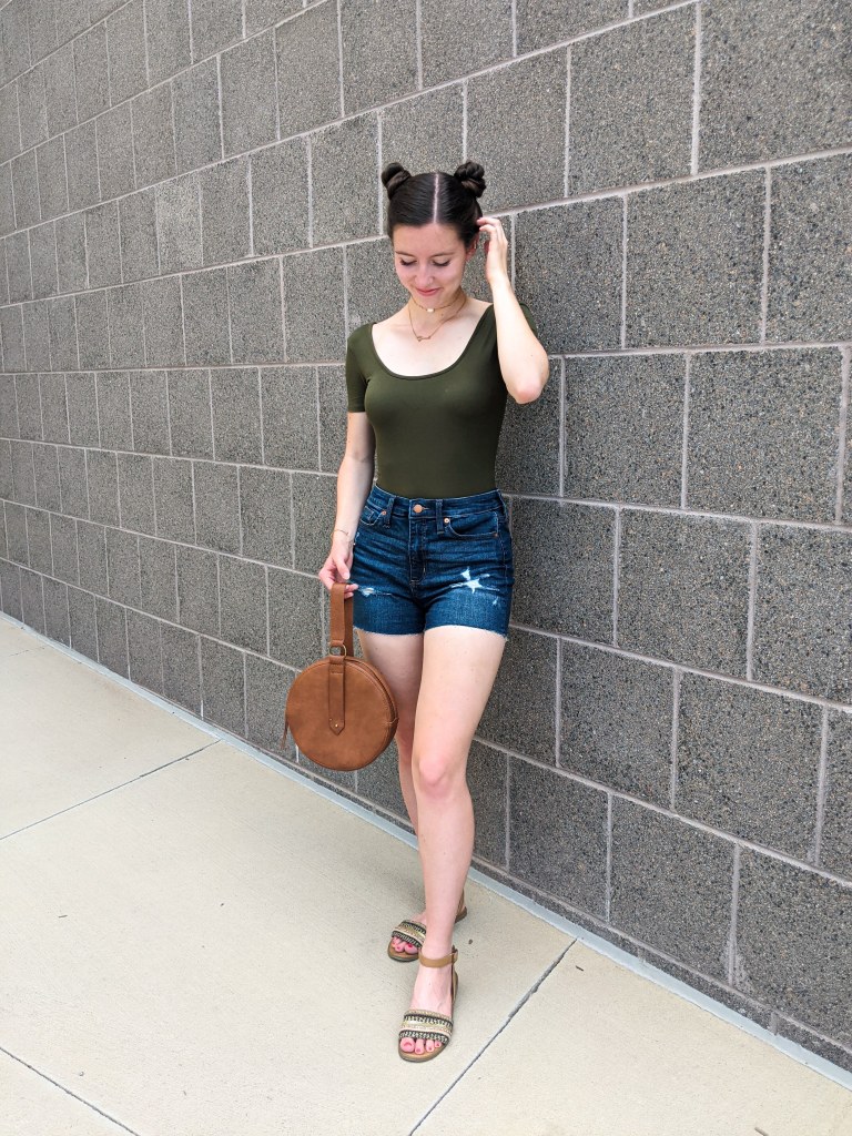 olive-green-bodysuit-denim-shorts-target