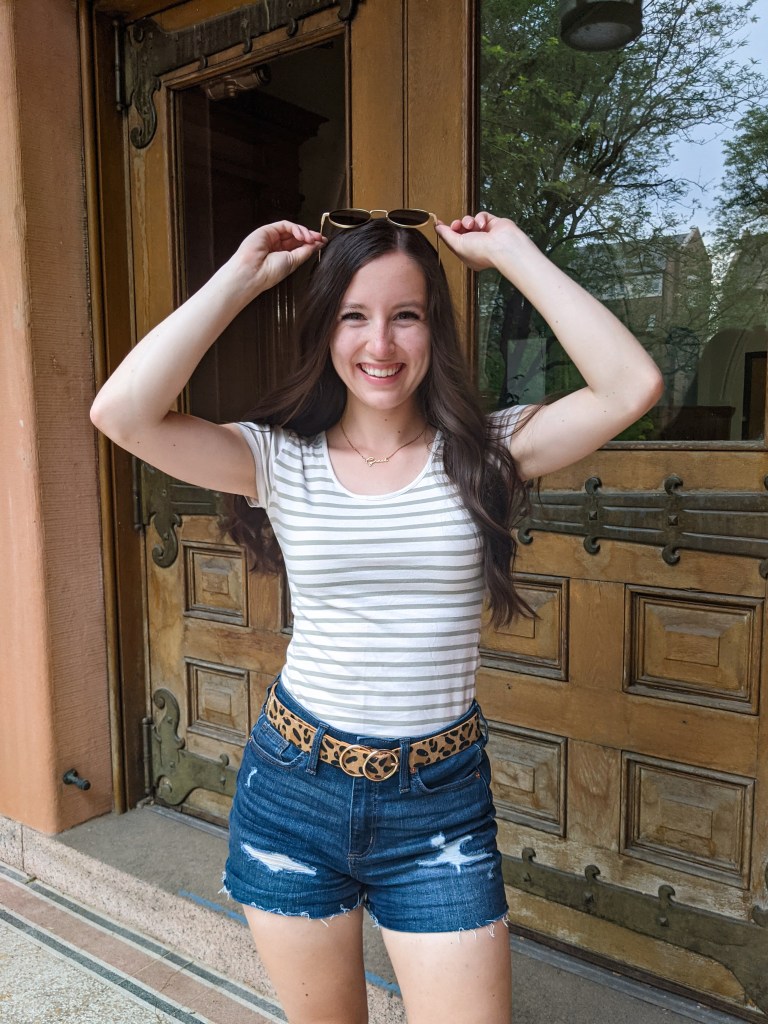 striped-tee-college-blogger-denim-shorts-casual-style