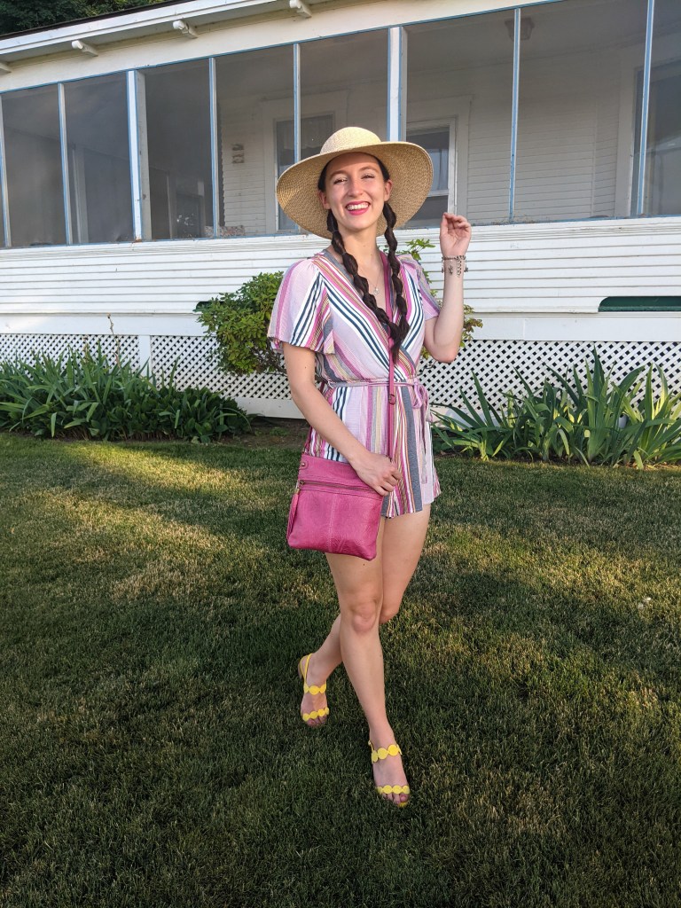 striped-romper-floppy-hat-wine-tasting-pink-purse