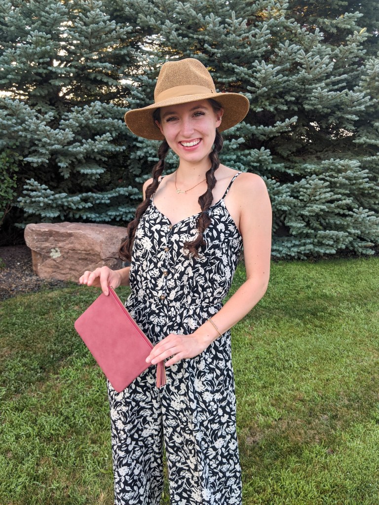 floral-jumpsuit-panama-hat-francescas-nordstrom-rack-clutch
