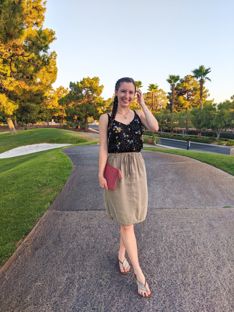 cabi-top-floral-blouse-down-east-style-olive-skirt
