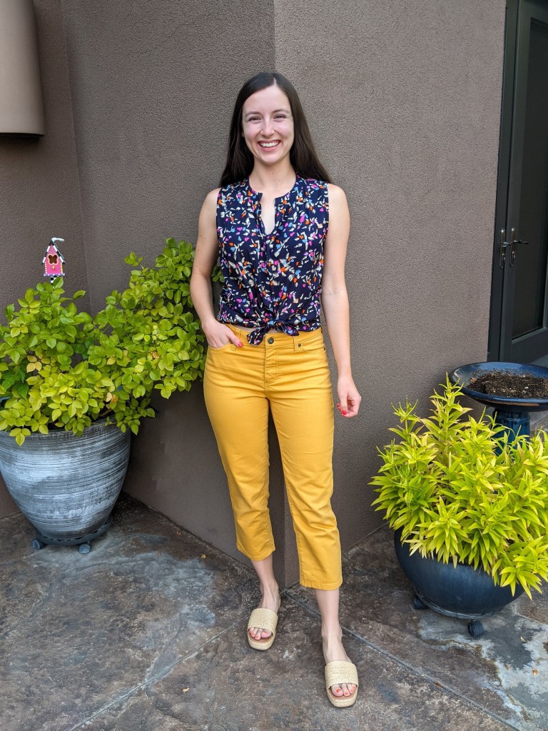 yellow-pants-navy-blouse-interesting-color-combos-jcpenney