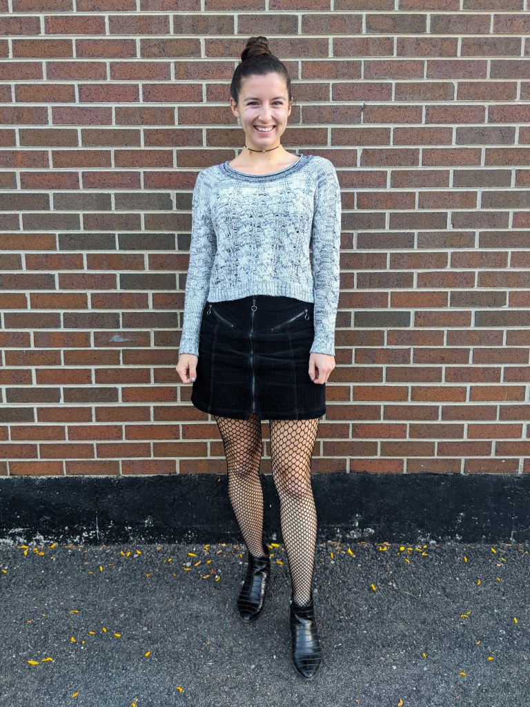 grey-cropped-sweater-black-skirt-fishnet-tights