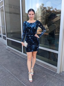blue-sequin-velvet-dress-mesh-secondhand-thrifted-bodycon