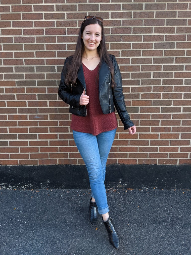rust-sweater-skinny-jeans-black-pleather-jacket-black-booties