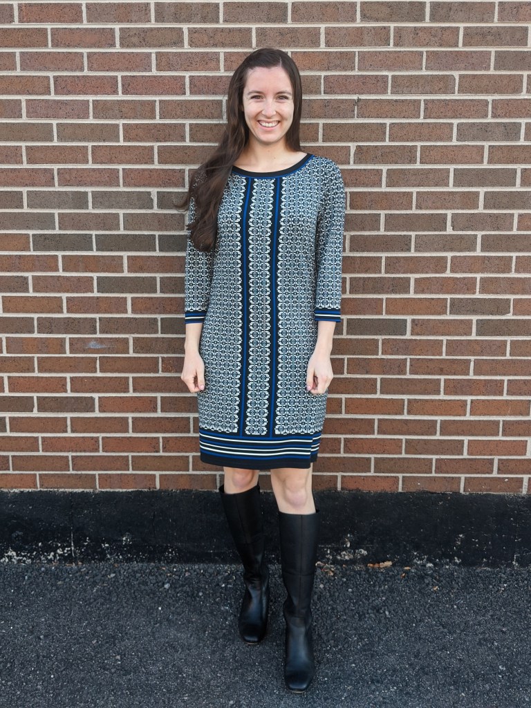 patterned-shift-dress-max-studio-nordstrom-rack-black-boots