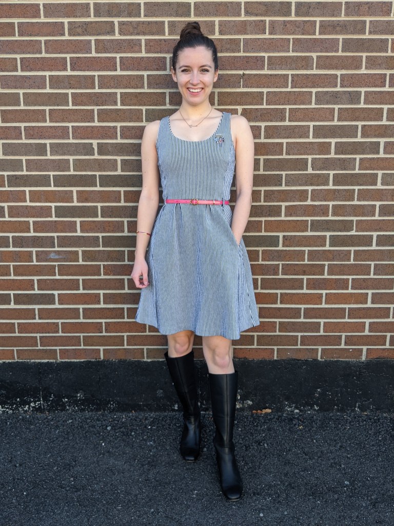 pinstripe-dress-pockets-black-riding-boots