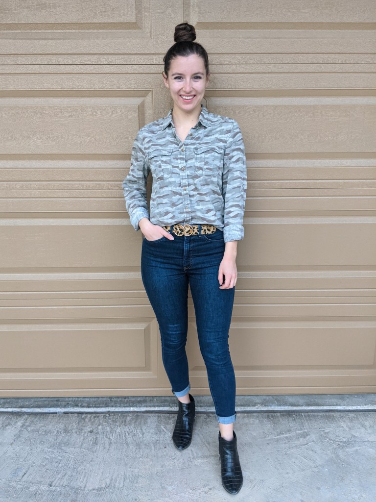 camo-button-down-leopard-belt-pattern-mixing-express-jeans