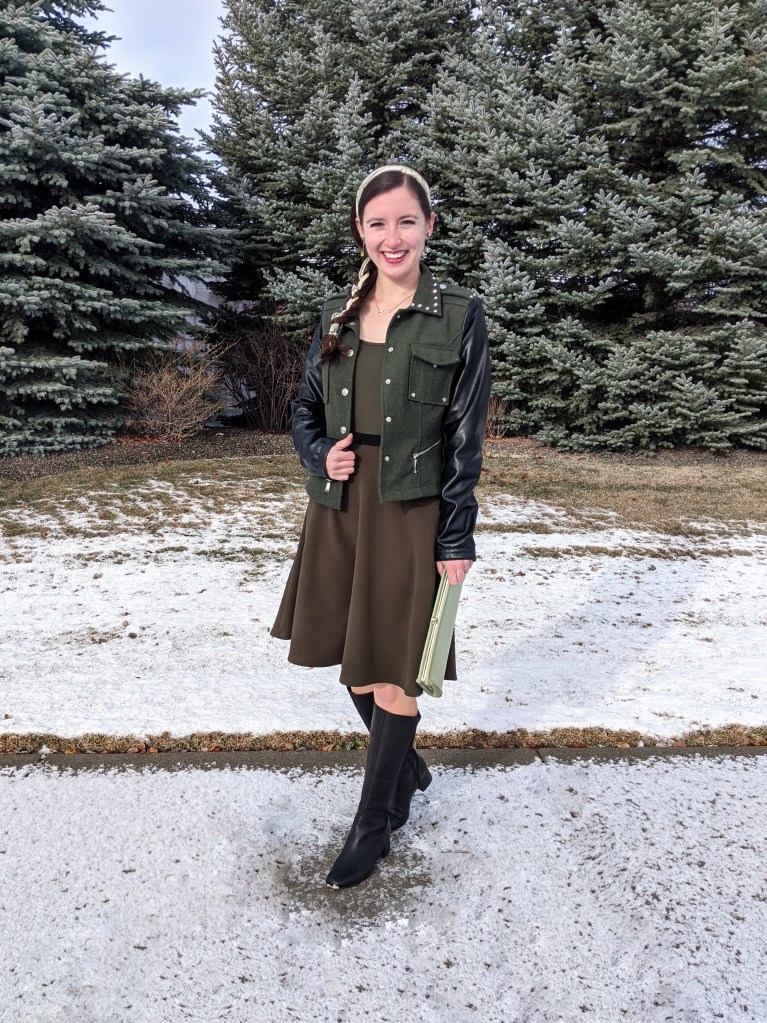 olive-green-monochrome-outfit-hair-scarf-black-knee-boots