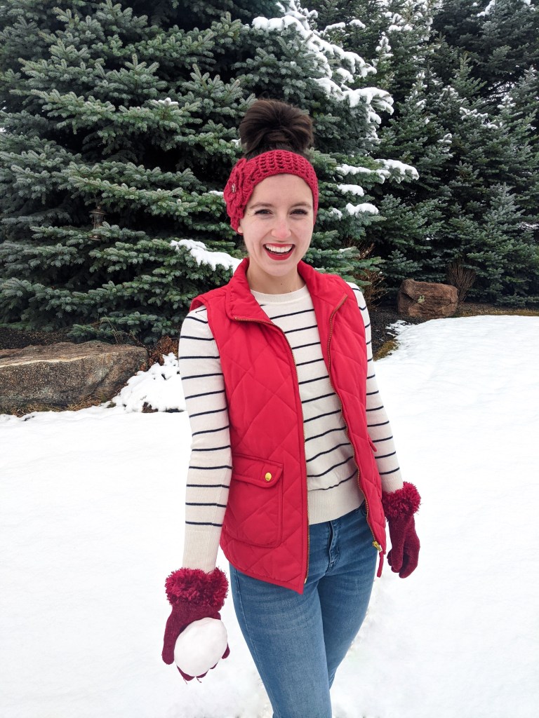 red-vest-striped-sweater-snow-outfit-apres-ski