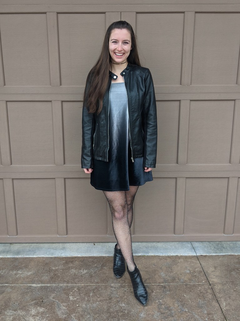 velvet-thrifted-dress-black-leather-jacket-sparkly-fishnets
