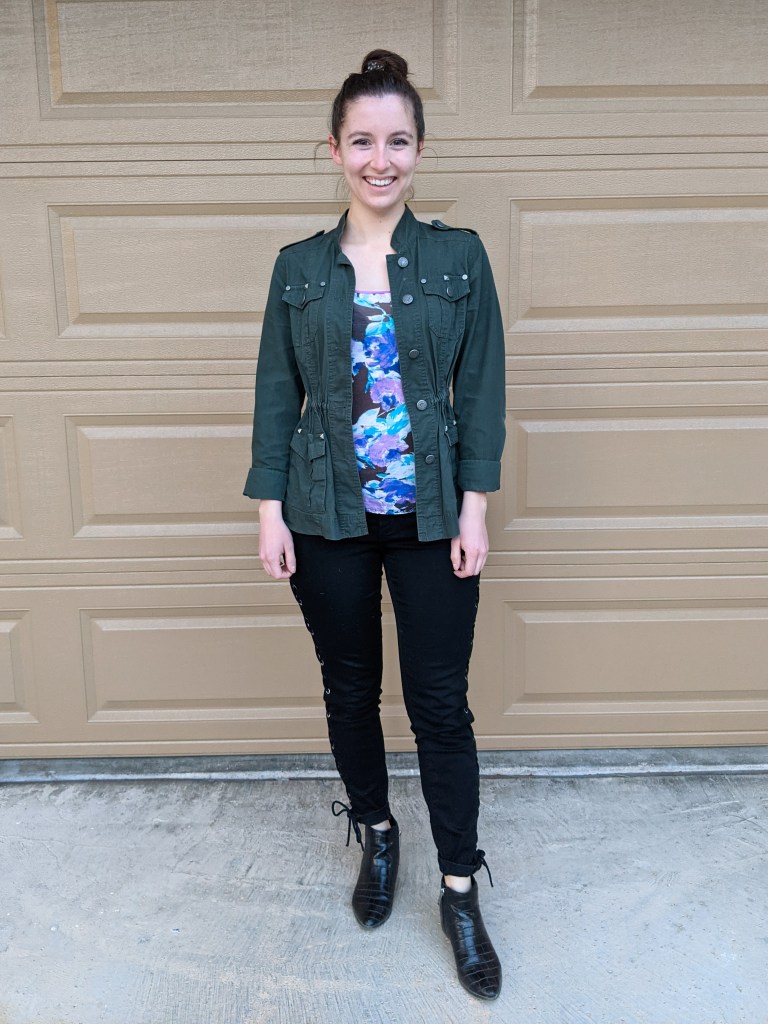 military-jacket-floral-top-black-laceup-pants