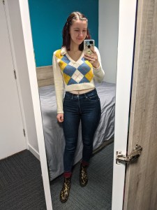 argyle-sweater-skinny-jeans-leopard-rain-boots