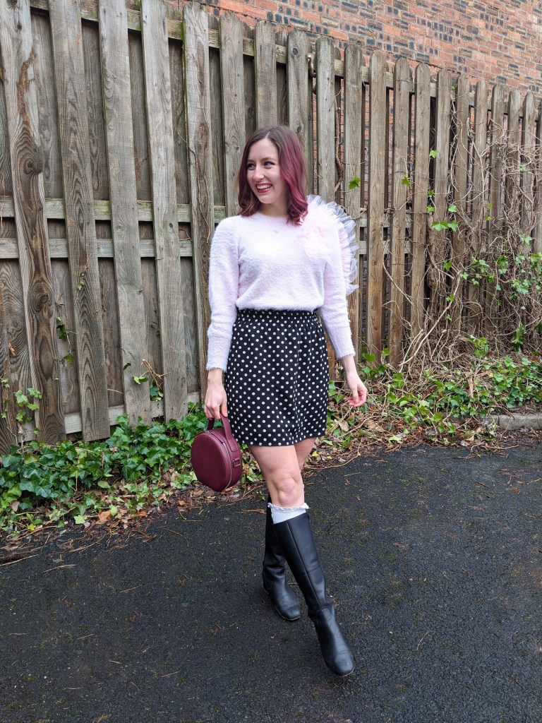 thrifty-six-thrifted-sweater-jumper-charity-shop-polka-dot-skirt