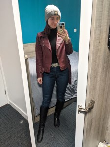 skinny-jeans-maroon-leather-jacket-grey-beanie
