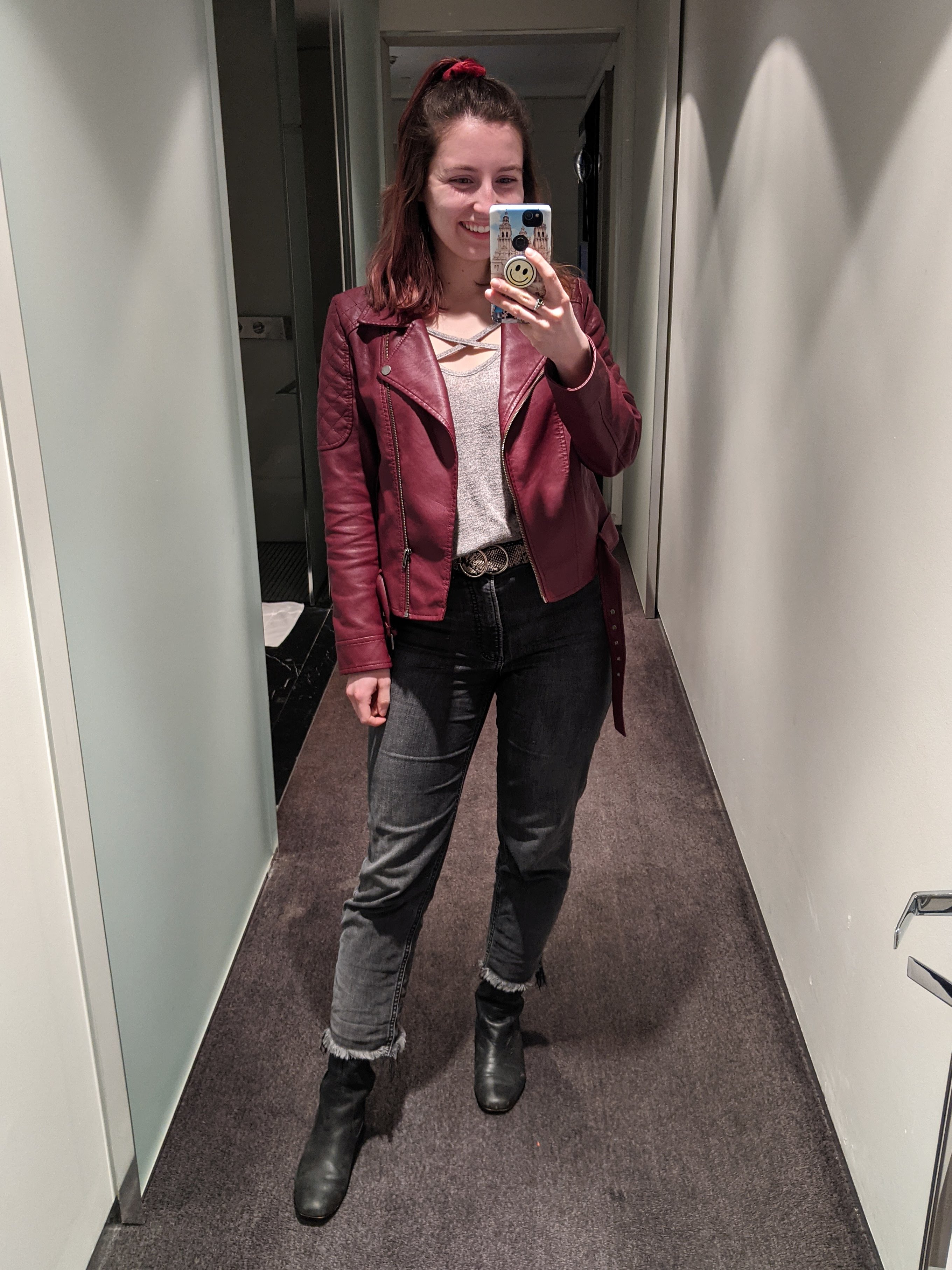 maroon-moto-jacket-grey-mom-jeans