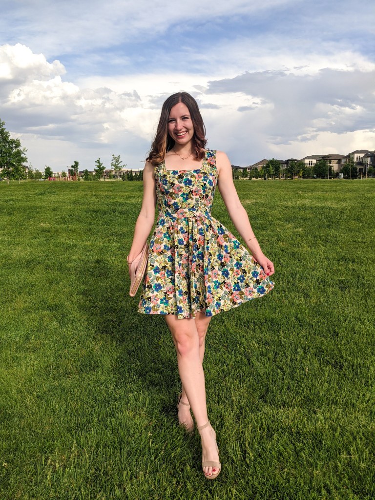 floral-dress-fit-and-flare-thrifted-garden-party