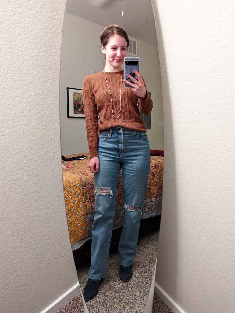 cableknit-sweater-banana-republic-straight-leg-ripped-jeans