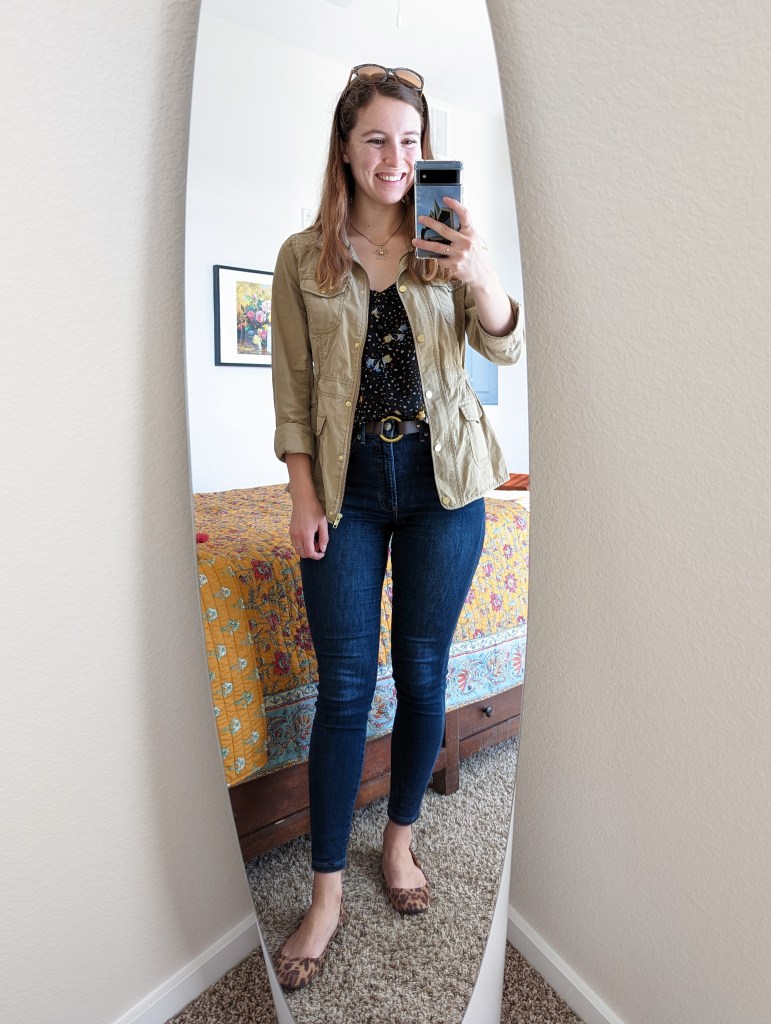 floral-tank-top-tan-anorak-jacket-skinny-jeans-leopard-flats