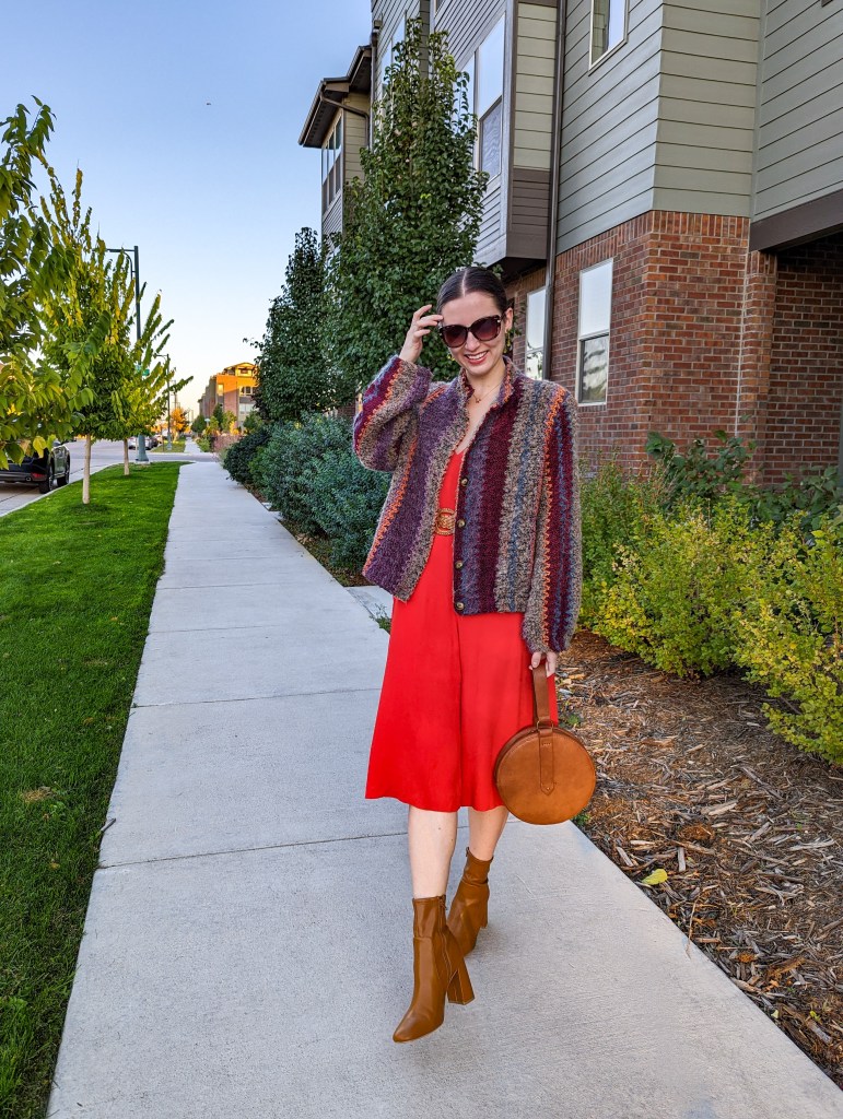 scarlet-jumpsuit-circle-purse-mid-calf-booties-sunglasses