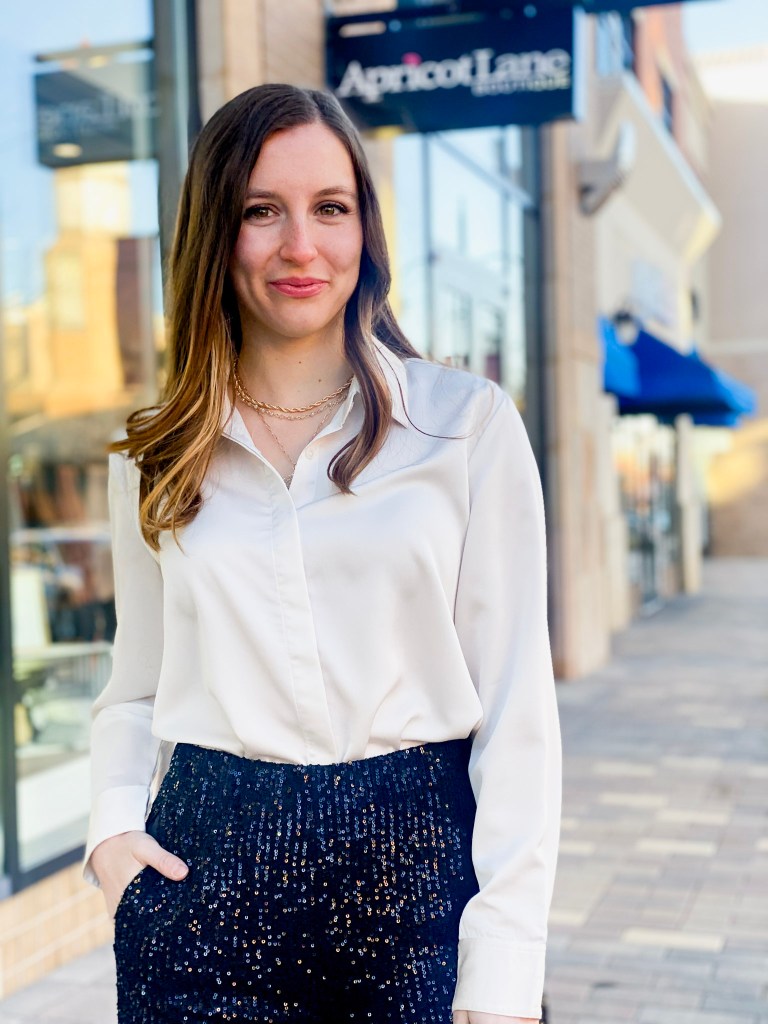 silky-white-button-down-blouse-black-sequin-pants-new-years-eve