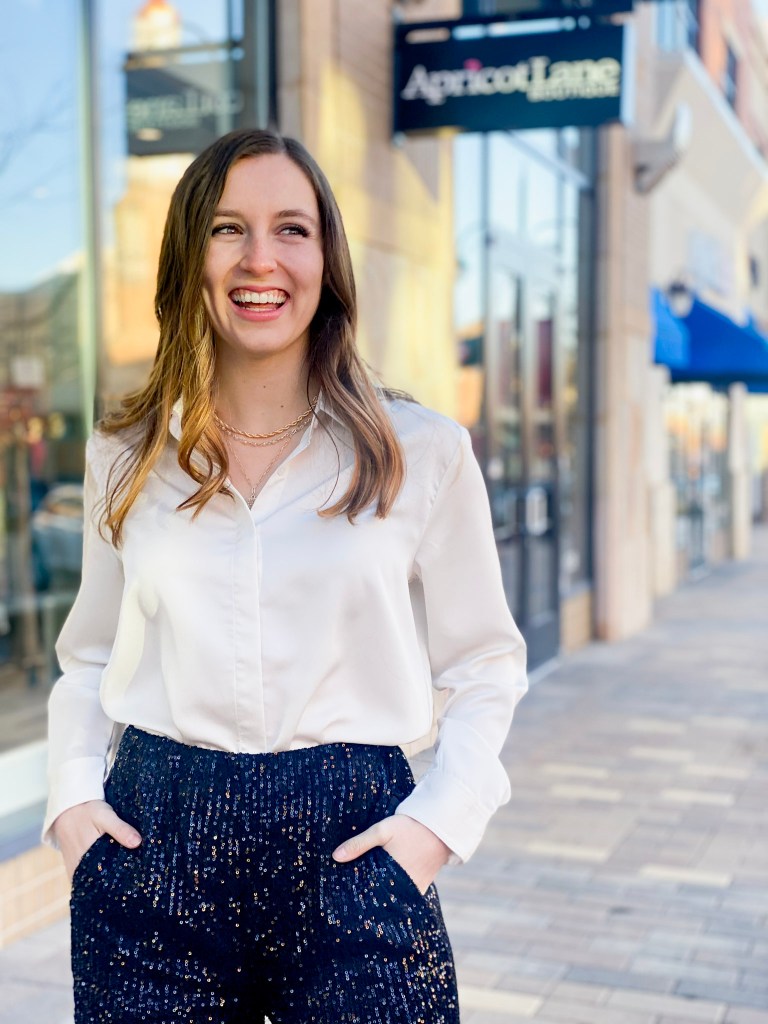 apricot-lane-boutique-white-button-down-blouse-sequin-pants
