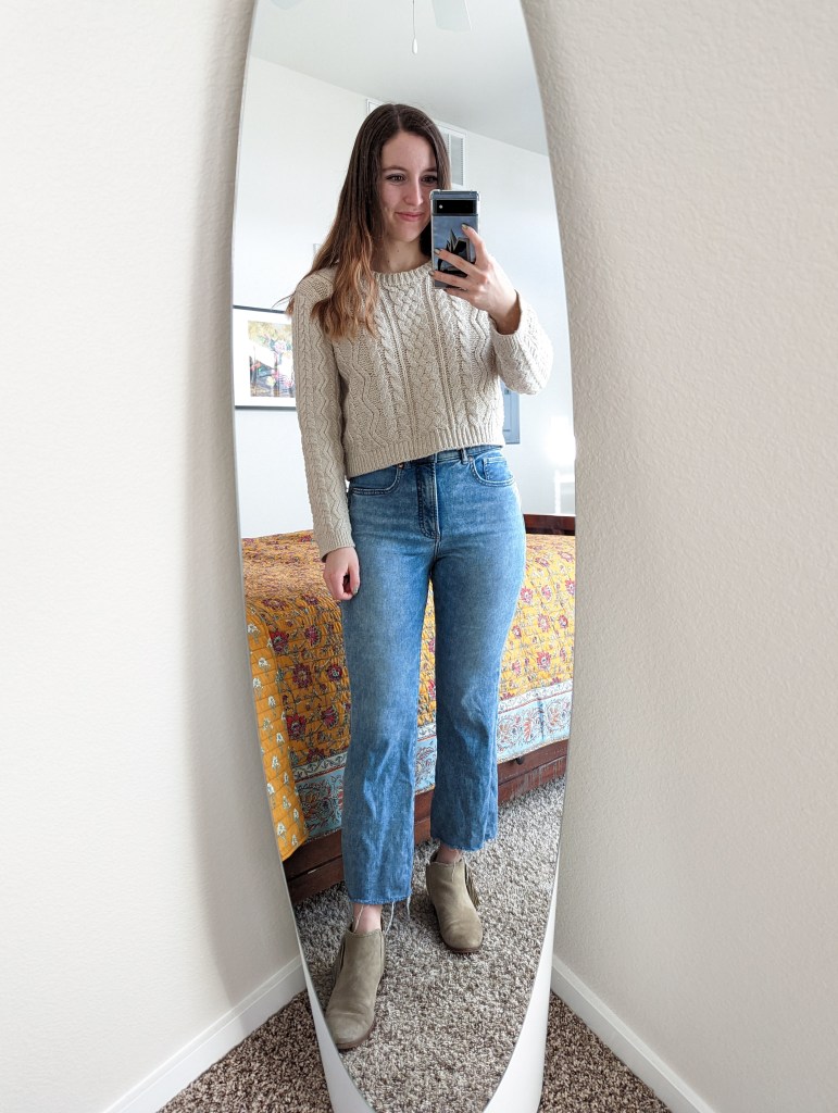 cropped-cableknit-sweater-nordstrom-rack-cropped-flared-jeans-beige-booties