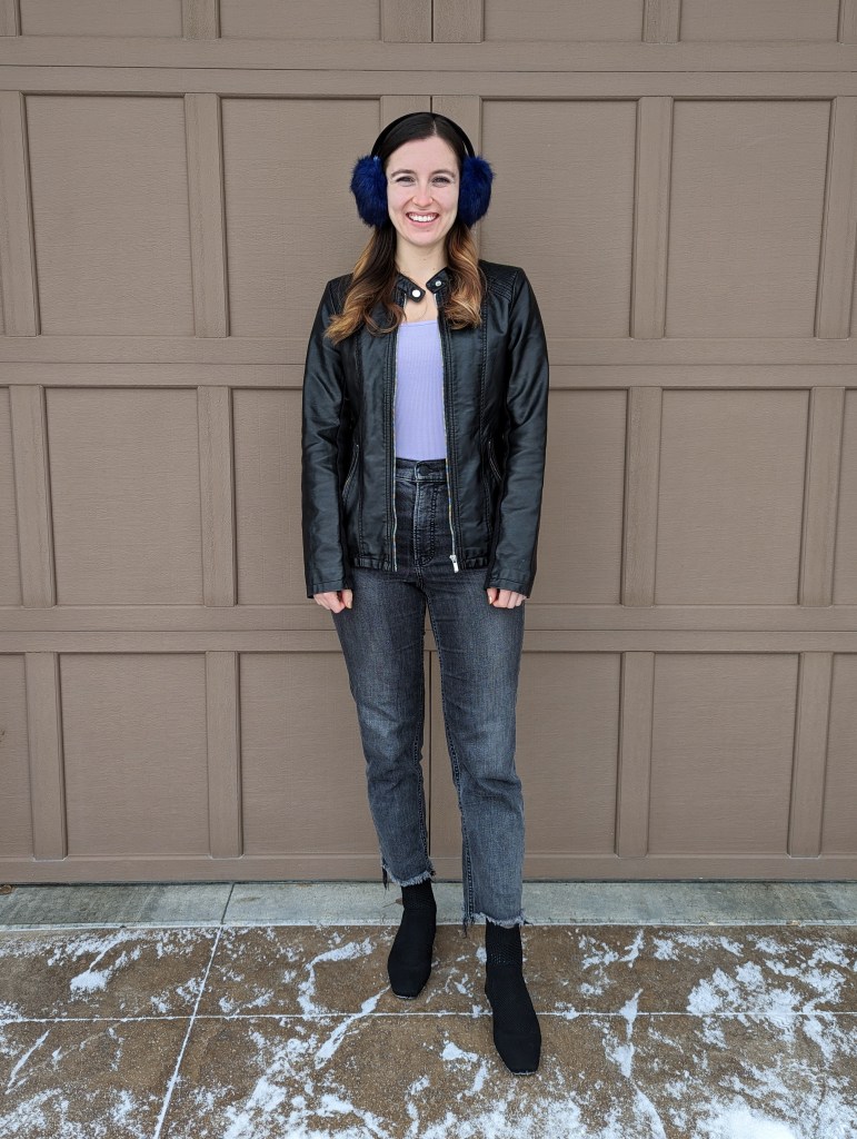 purple-bodysuit-black-leather-jacket-grey-mom-jeans-black-booties-vivaia