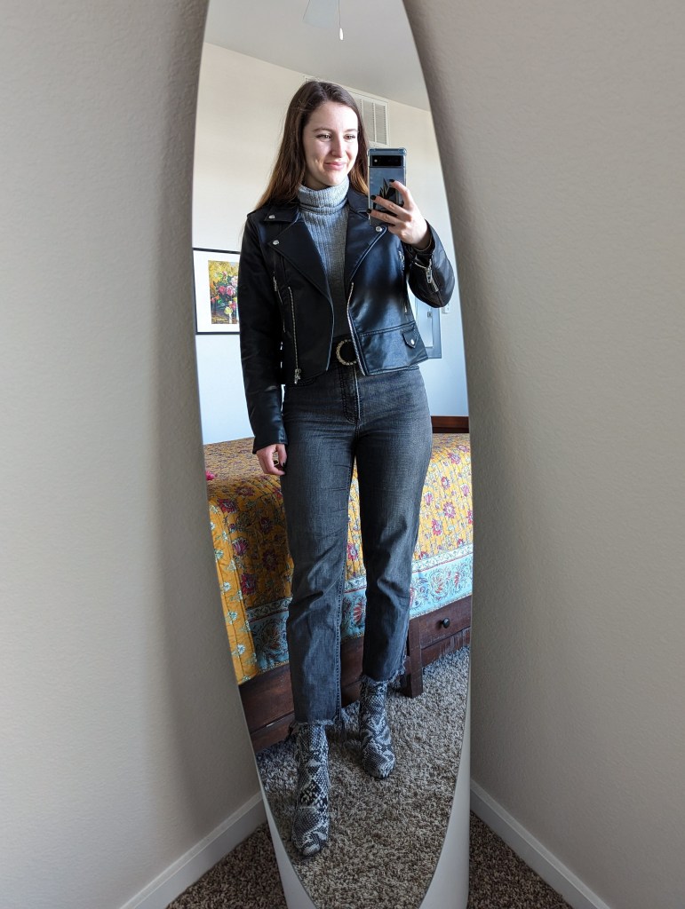 grey-turtle-neck-black-leather-jacket-grey-jeans-snakeskin-booties