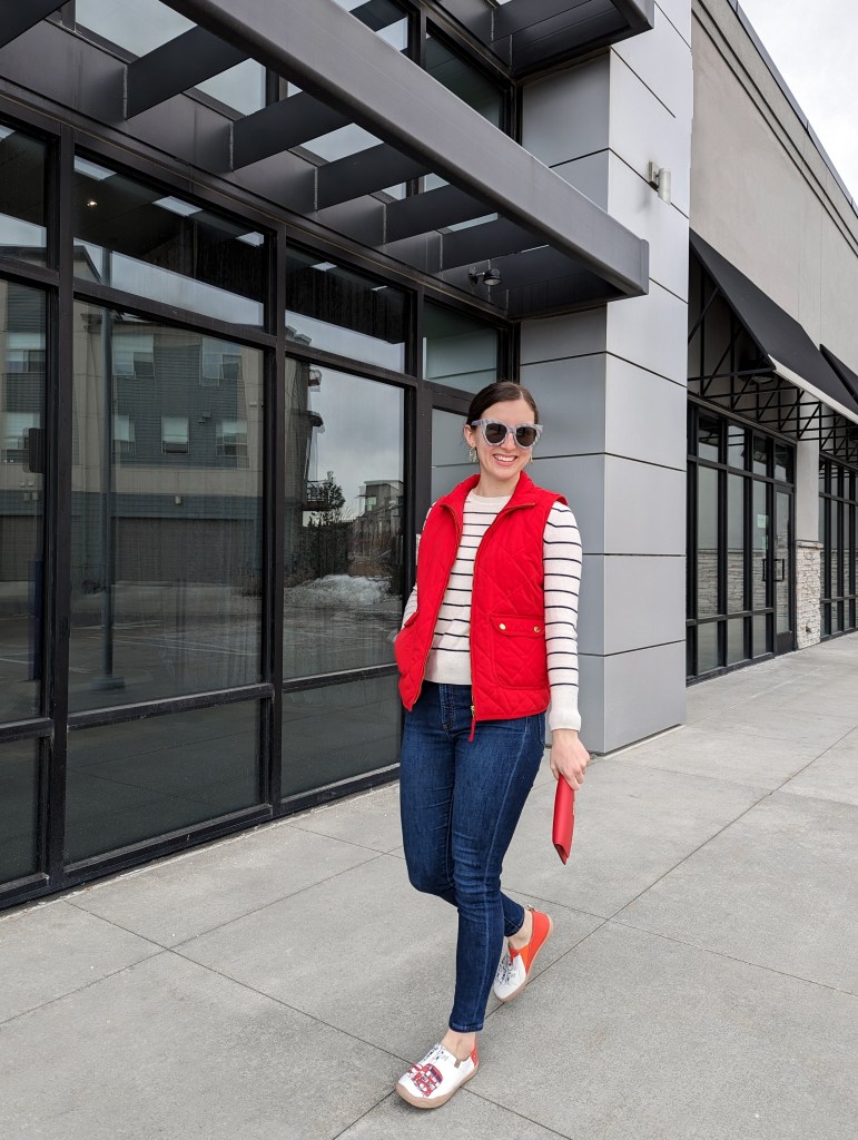 denver-fashion-blogger-red-quilted-vest-francescas-striped-sweater