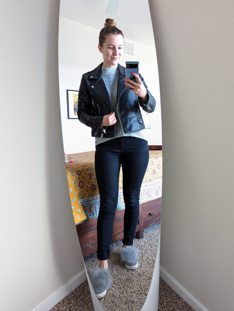 blue-sweater-sundance-outlet-black-leather-jacket-skinny-jeans-steve-madden-sneakers