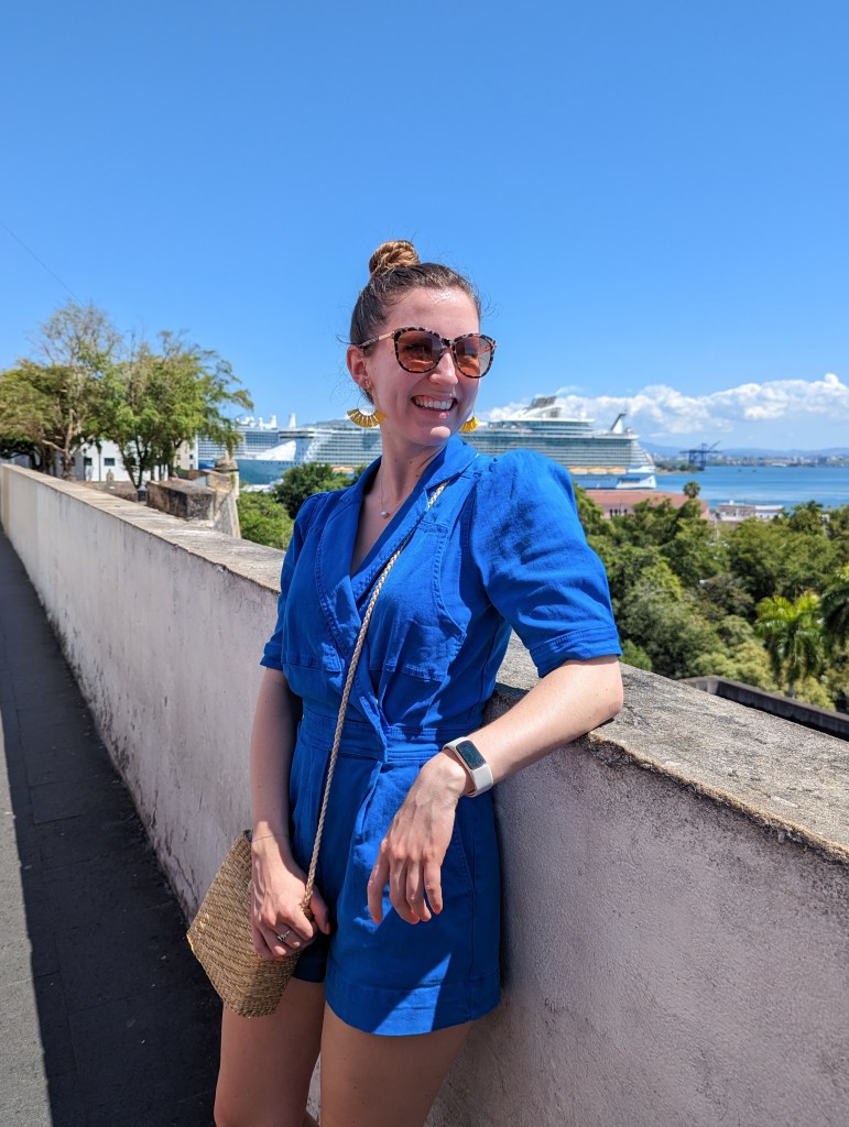 blue-romper-loft-sunglasses-shoplc-purse-wicker-bag-fitbit